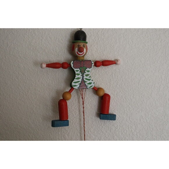 M. Gschnitzer Austria Wood Jester Clown Puppet Pull String Vintage Ornament 8.25 - Picture 4 of 12
